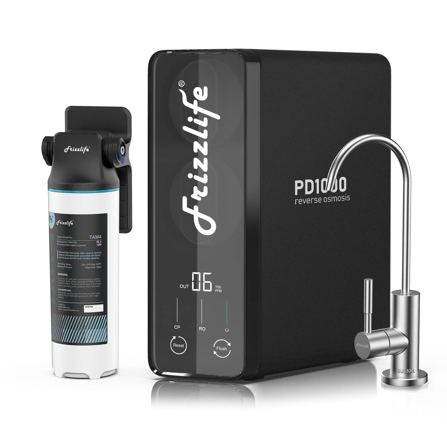 Frizzlife PD1000-TAM4 — under-sink reverse osmosis water filter